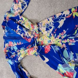 Yumi Kim Blue Floral Wrap Jumpsuit S